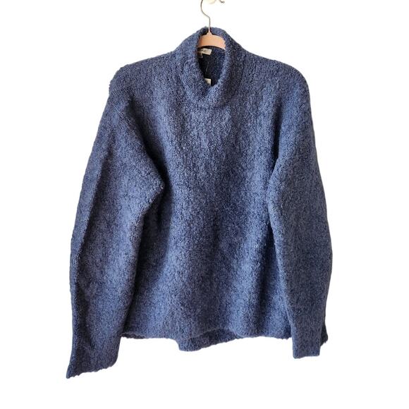 NWT Madewell Wool-Alpaca Blend Bouclé-Knit Oversized Sweater Blue S - Picture 5 of 11